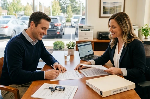 Friendly auto loan advisor ready to assist